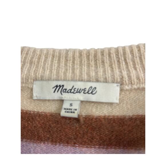 Madewell J.Crew Wool Alpaca Striped Knit Sweater Women's Size S Warm Breathable - Picture 5 of 10